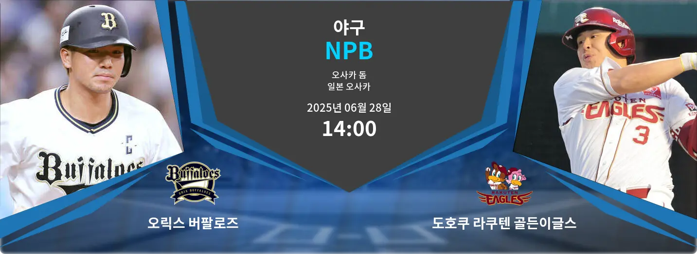 오릭스 버팔로즈 VS 도호쿠 라쿠텐 골든이글스 NPB 경기 분석 – 2025년 6월 28일 오릭스 버팔로즈 VS 도호쿠 라쿠텐 골든이글스 NPB 경기 분석 – 2025년 6월 28일